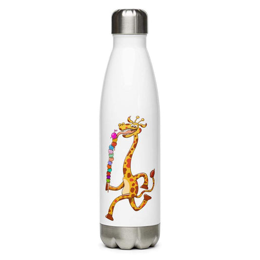 Cool giraffe eating ice cream Stainless Steel Water Bottle-Stainless steel water bottle