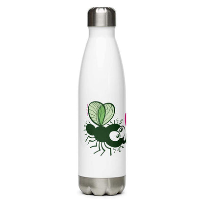 Funny houseflies kissing passionately Stainless Steel Water Bottle-Stainless steel water bottle