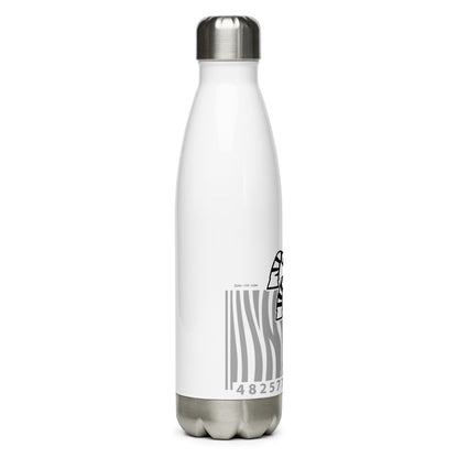 Cool zebra waving while sitting on a barcode Stainless Steel Water Bottle. 17 oz. Right view