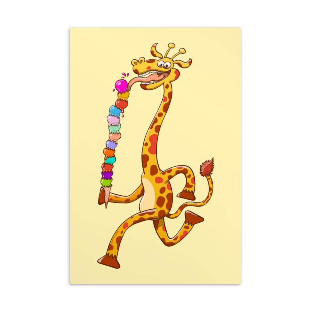 Cool giraffe eating ice cream Standard Postcard-Standard postcards