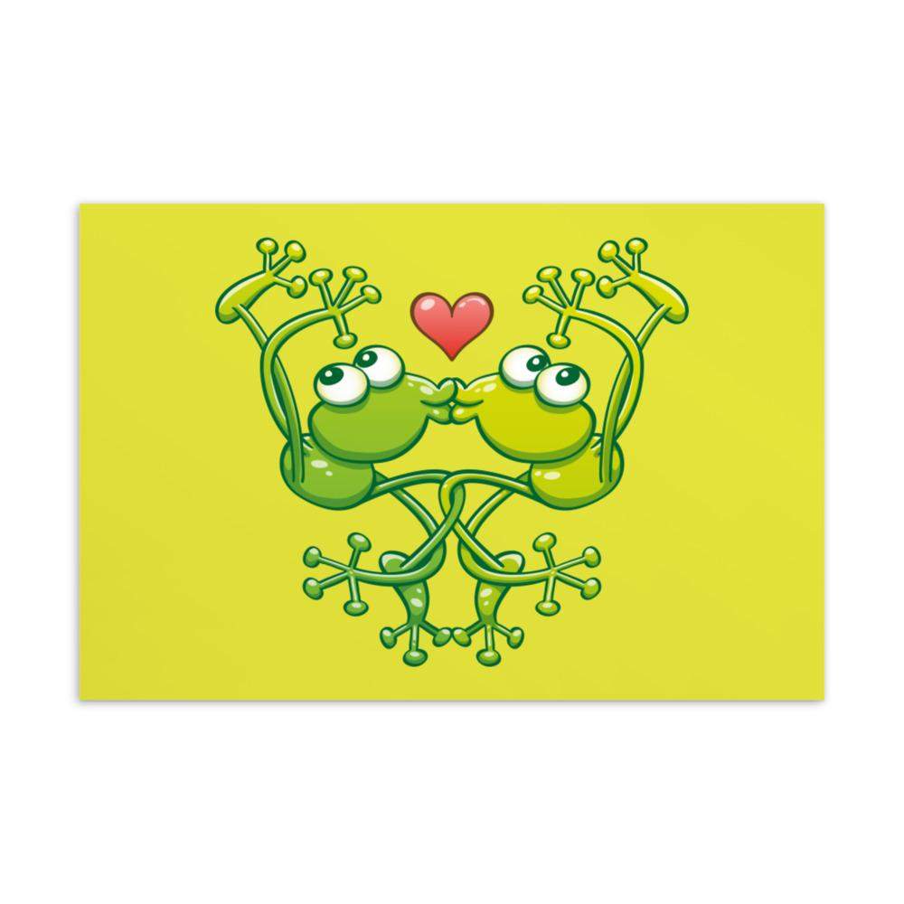 Cute frogs acrobatic kiss Standard Postcard-Standard postcards