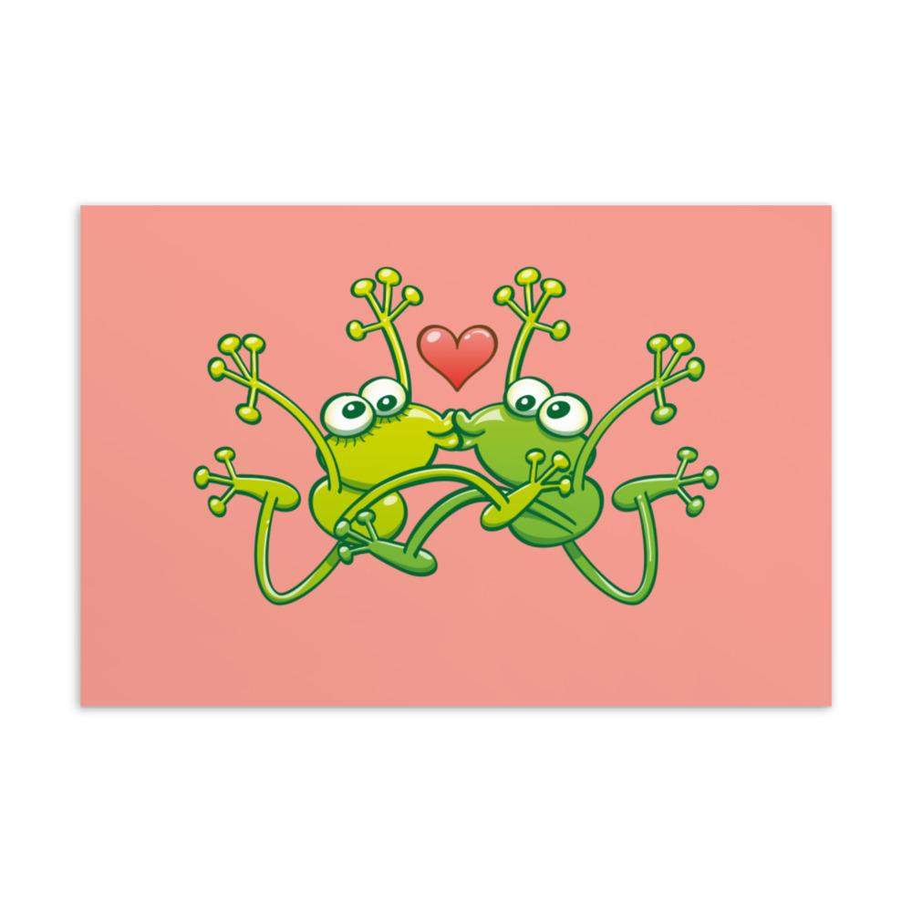 Frogs madly in love kissing sweetly Standard Postcard-Standard postcards