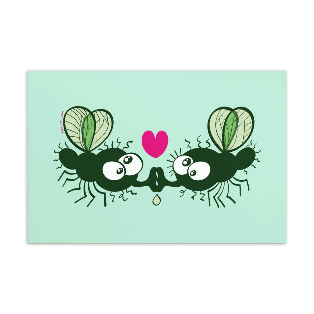 Funny houseflies kissing passionately Standard Postcard-Standard postcards