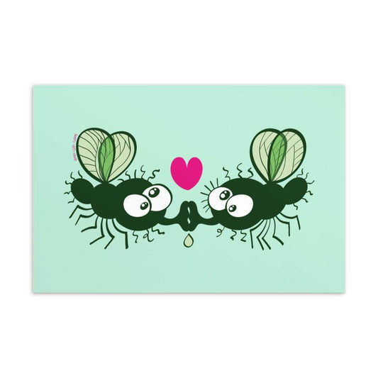 Funny houseflies kissing passionately Standard Postcard-Standard postcards