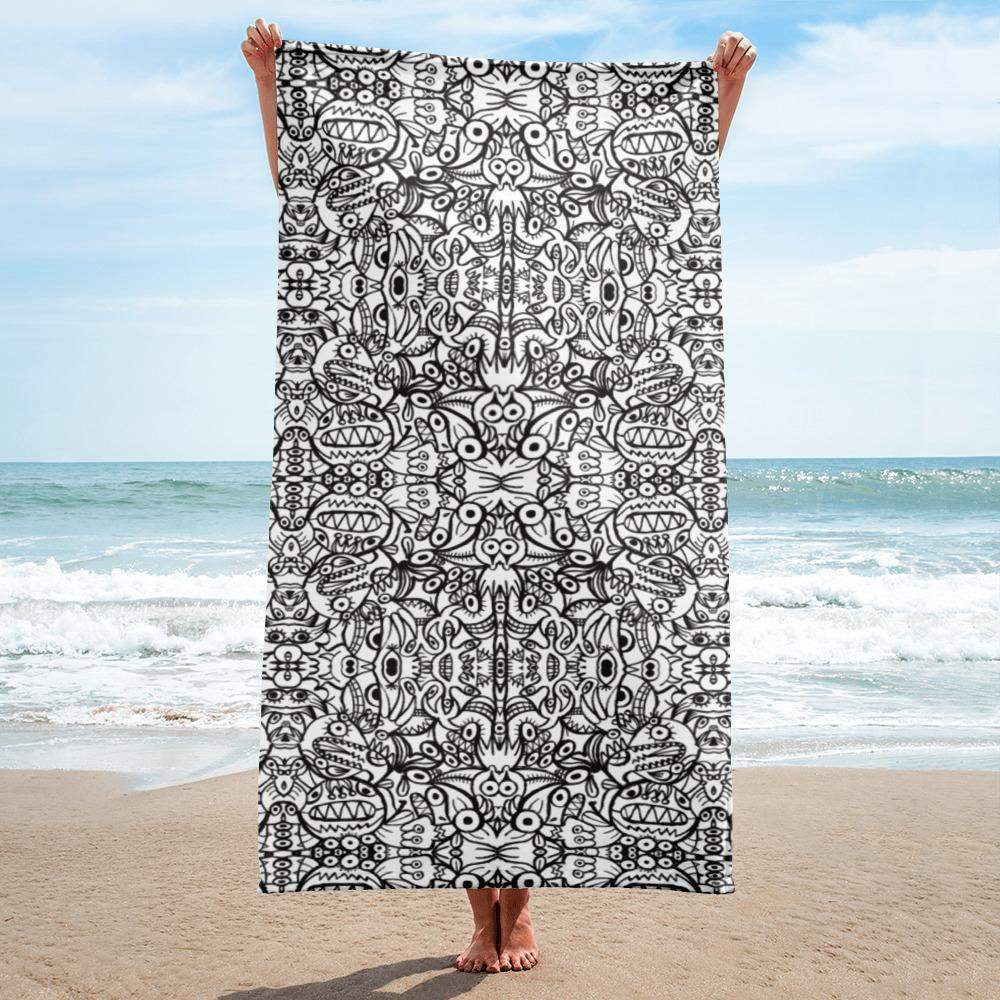 Brush style doodle critters Towel-All-over sublimation towels