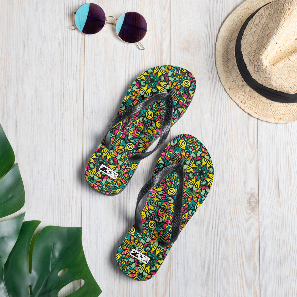 Exploring Jungle Oddities: Inspiration from the Fascinating Wildflowers of the Tropics Flip-Flops. Lifestyle