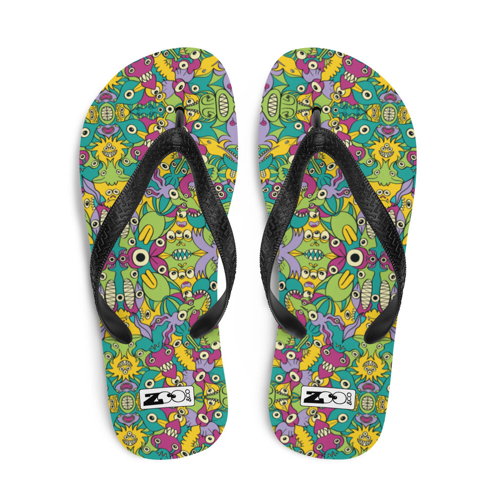 It's life but not as we know it pattern design Flip-Flops. Top view