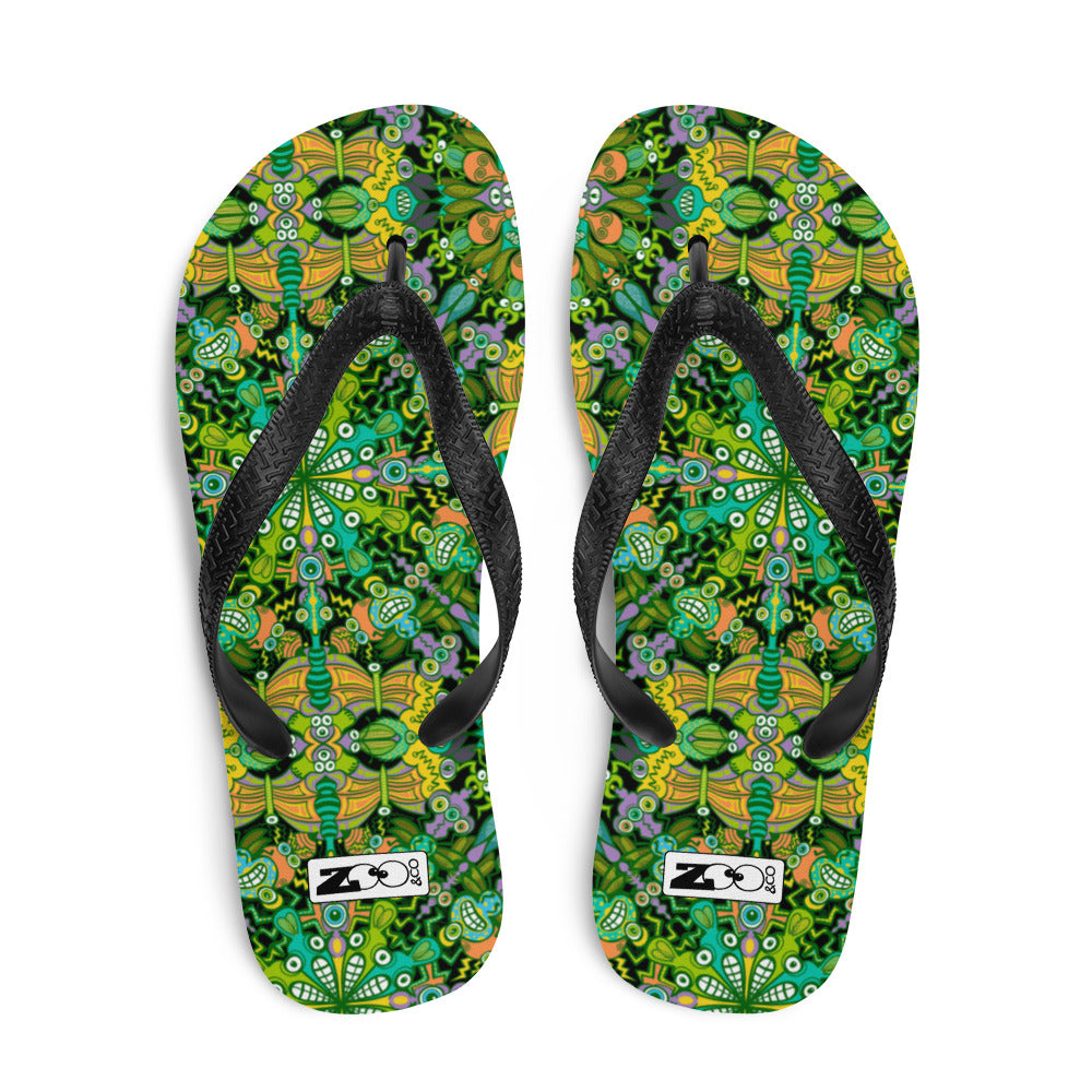 Only for true insects lovers pattern design Flip-Flops. Top view