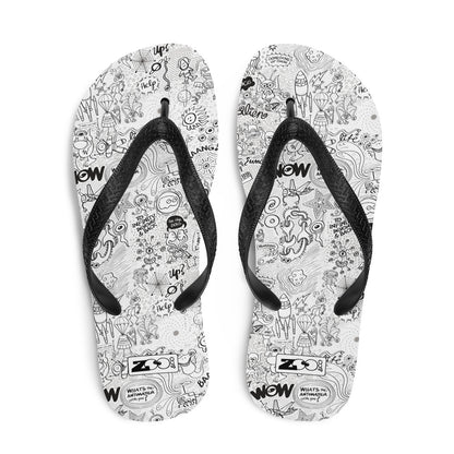 Celebrating the most comprehensive Doodle art of the universe Flip-Flops. Top view