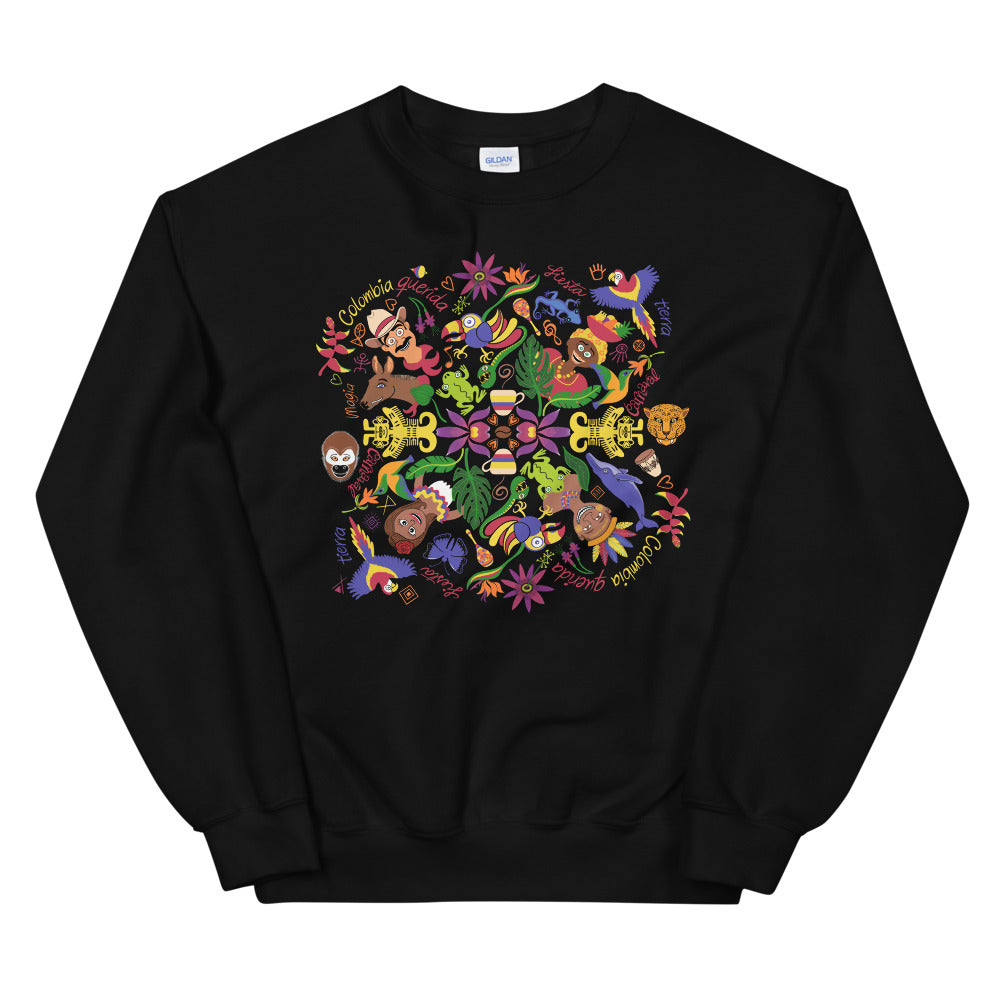 Colombia, the charm of a magical country mandala Unisex Sweatshirt. Black