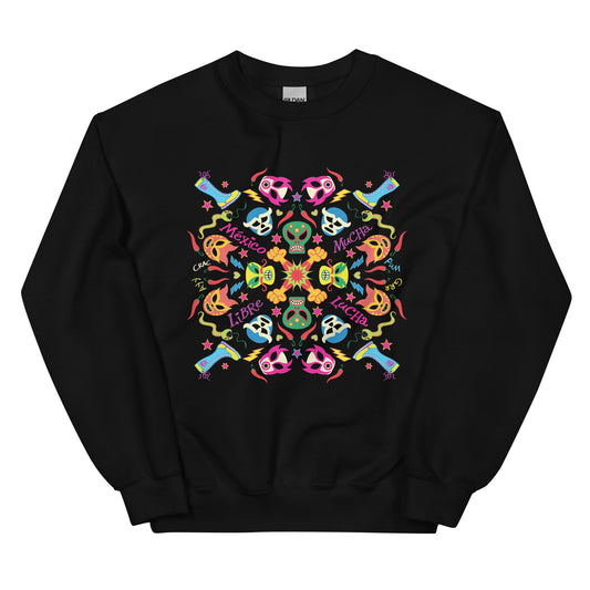 Mexican wrestling colorful party Unisex Sweatshirt