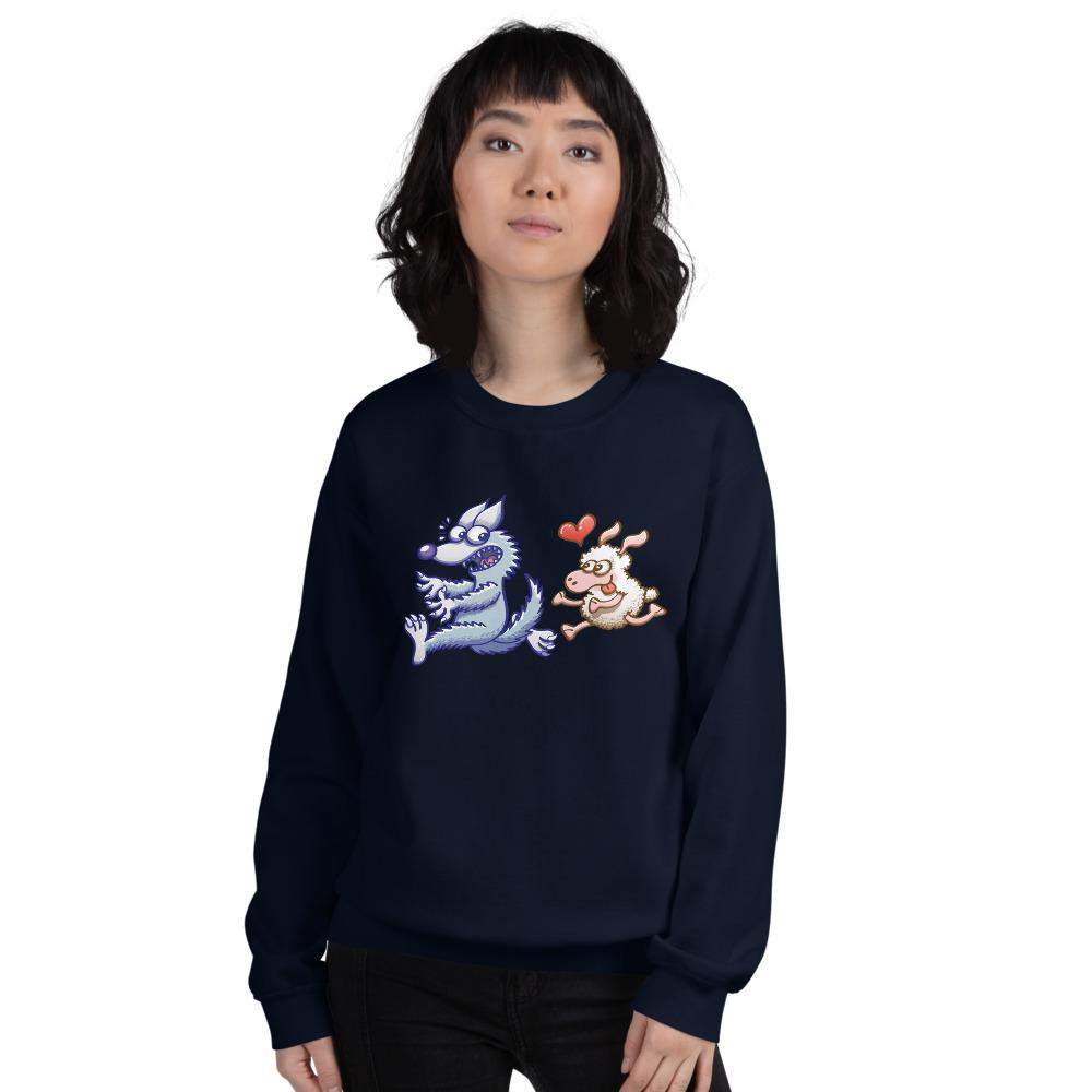 Sheep in love running after a wolf Unisex Sweatshirt-Women's sweatshirts