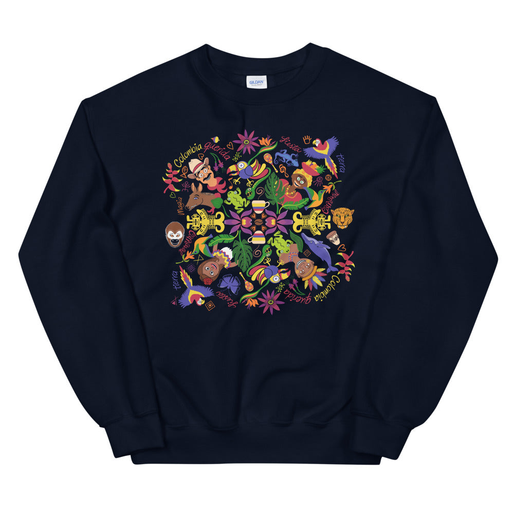 Colombia, the charm of a magical country mandala Unisex Sweatshirt. Navy blue