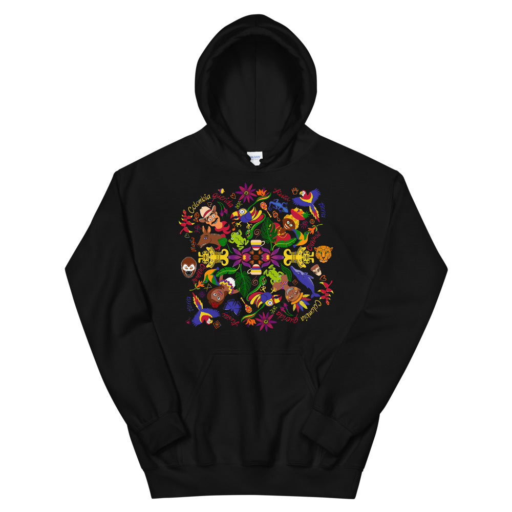 Colombia, the charm of a magical country mandala Unisex Hoodie. Black