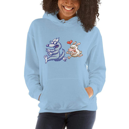 Sheep in love running after a wolf Unisex Hoodie-Women's hoodies