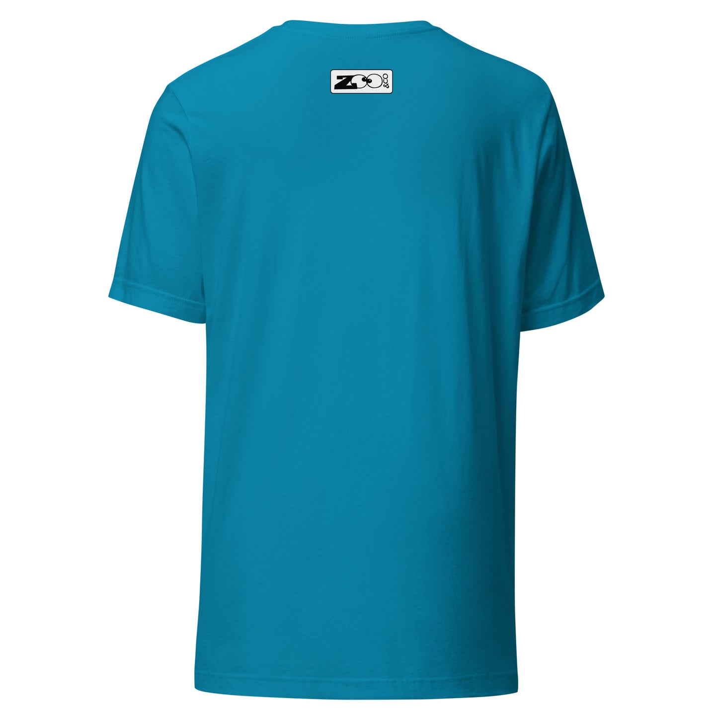 Surfing is a true extreme sport Unisex t-shirt. Aqua color. Back view