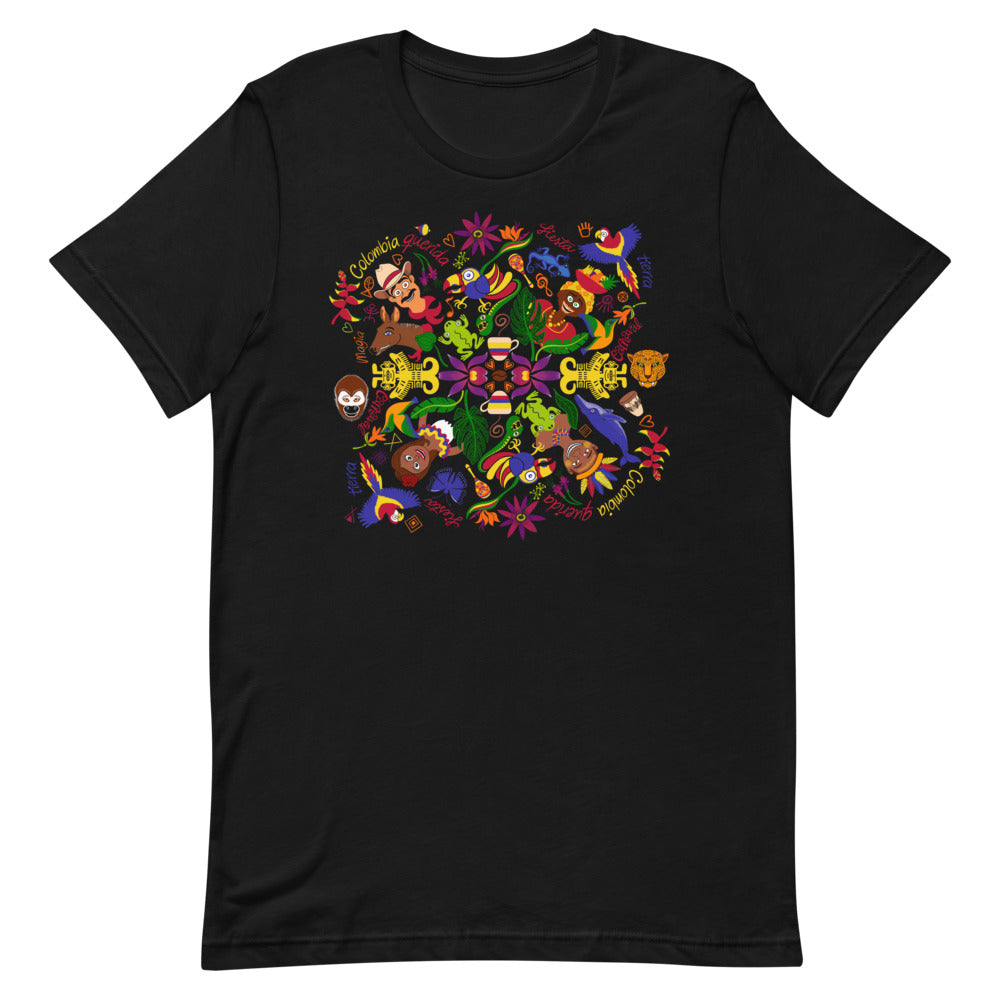 Colombia, the charm of a magical country Short-Sleeve Unisex T-Shirt. Black. Front view