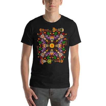 Mexican skulls celebrating the Day of the dead Short-Sleeve Unisex T-Shirt-Short-Sleeve Unisex T-Shirts