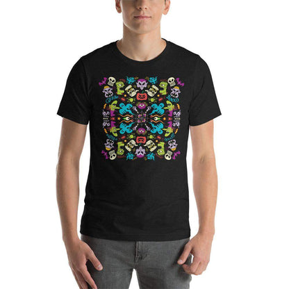 Spooky Halloween characters in a pattern design Short-Sleeve Unisex T-Shirt-Short-Sleeve Unisex T-Shirts