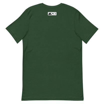 Live a happy Saint Patrick's Day Short-sleeve unisex t-shirt. Forest green. Back view