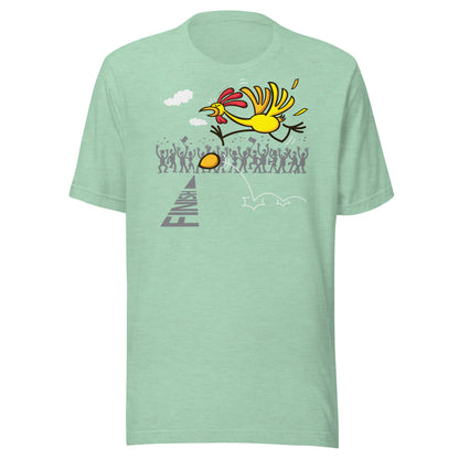 Chicken or egg, scrambled forever, eternal dilemma Unisex t-shirt. Heather prism mint. Front view