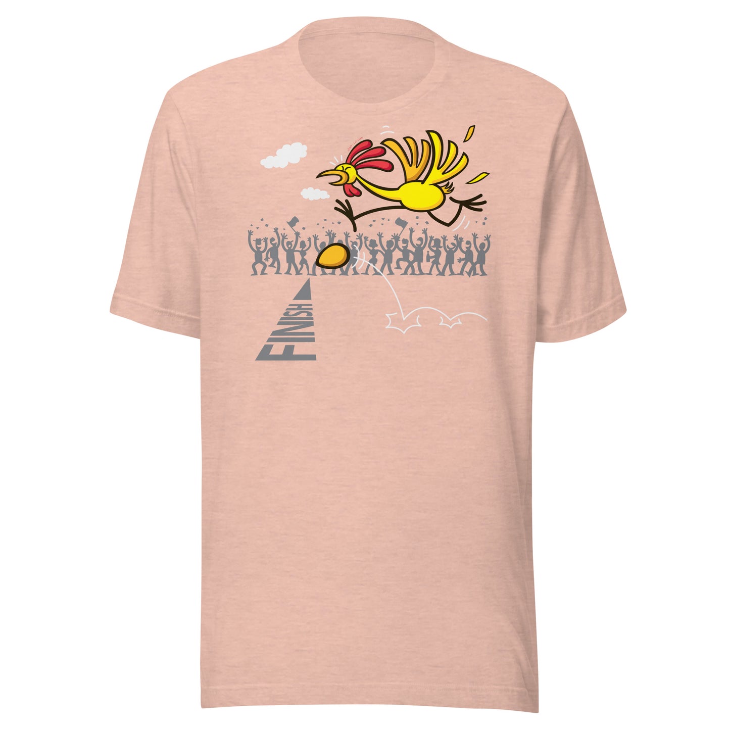 Chicken or egg, scrambled forever, eternal dilemma Unisex t-shirt. Heather prism peach. Front view