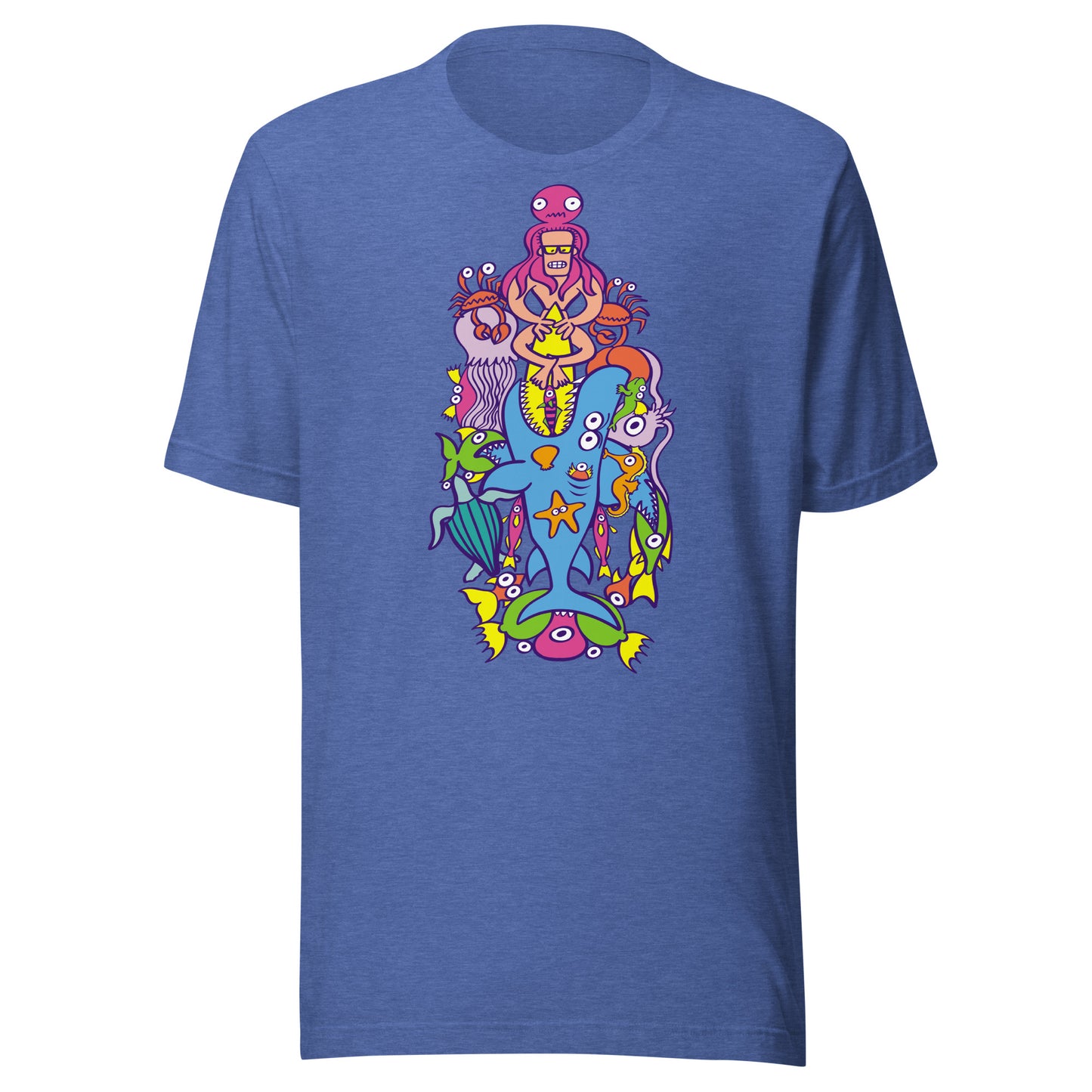 Surfing is a true extreme sport Unisex t-shirt. Heather true royal color. Front view