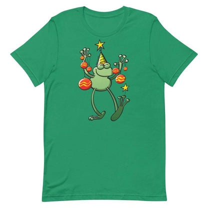 Green frog celebrating Christmas Short-Sleeve Unisex T-Shirt-Short-Sleeve Unisex T-Shirts