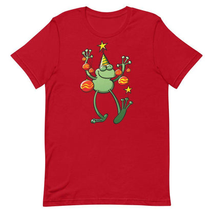 Green frog celebrating Christmas Short-Sleeve Unisex T-Shirt-Short-Sleeve Unisex T-Shirts