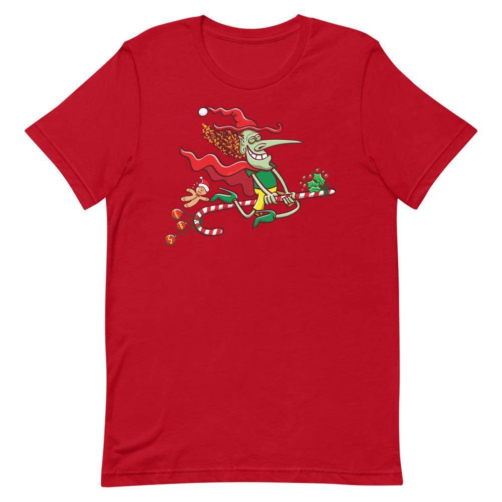 Mischievous witch having fun at Christmas Short-Sleeve Unisex T-Shirt-On sale,Short-Sleeve Unisex T-Shirts