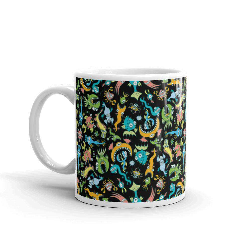 Sea creatures pattern design White glossy mug-White glossy mugs