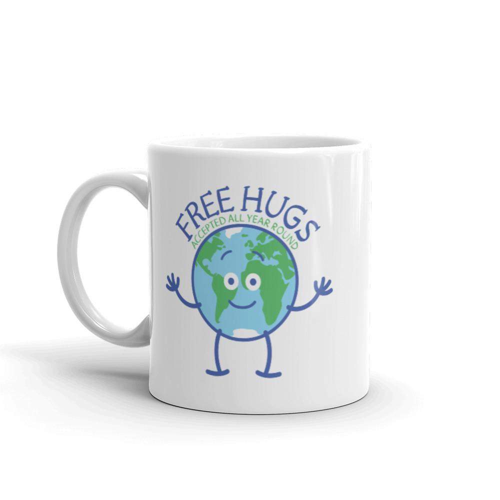 Planet Earth accepts free hugs all year round White glossy mug-White glossy mugs