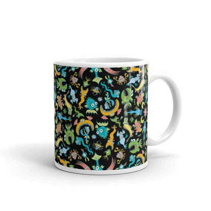 Sea creatures pattern design White glossy mug-White glossy mugs