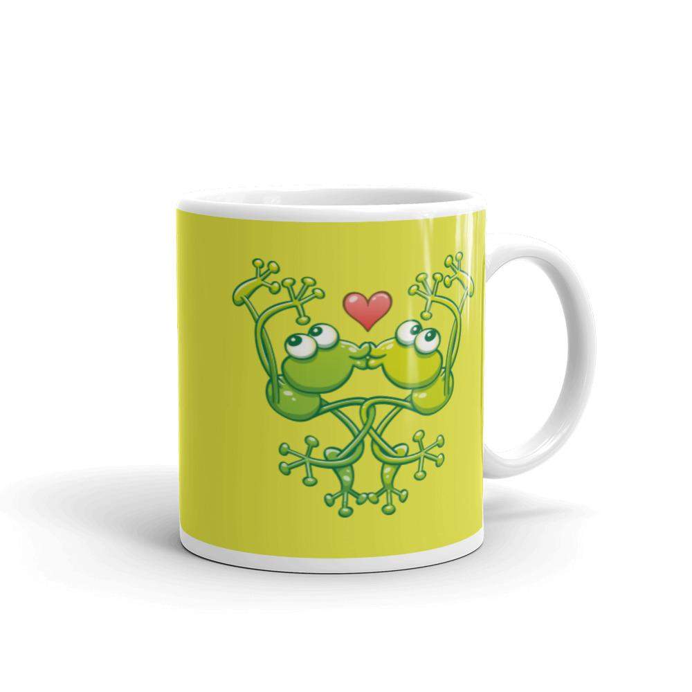 Cute frogs acrobatic kiss White glossy mug-White glossy mugs