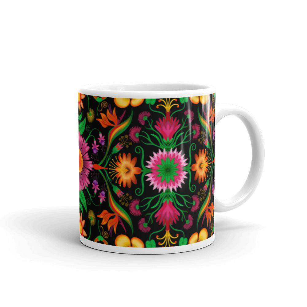 Wild flowers in a luxuriant jungle White glossy mug-White glossy mugs