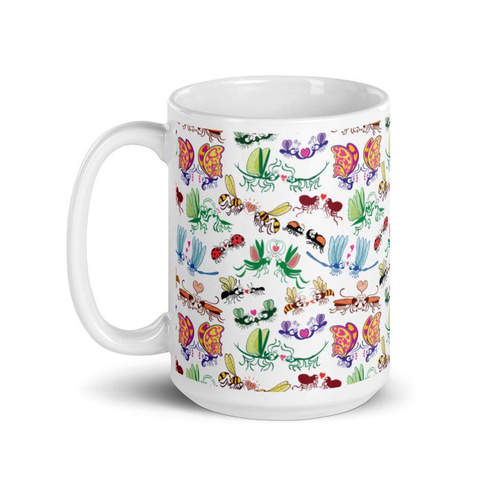 Cool insects madly in love White glossy mug-White glossy mugs