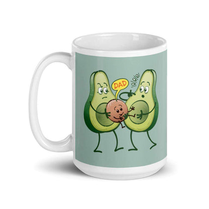 Avocado halves in trouble for paternity recognition White glossy mug-White glossy mugs