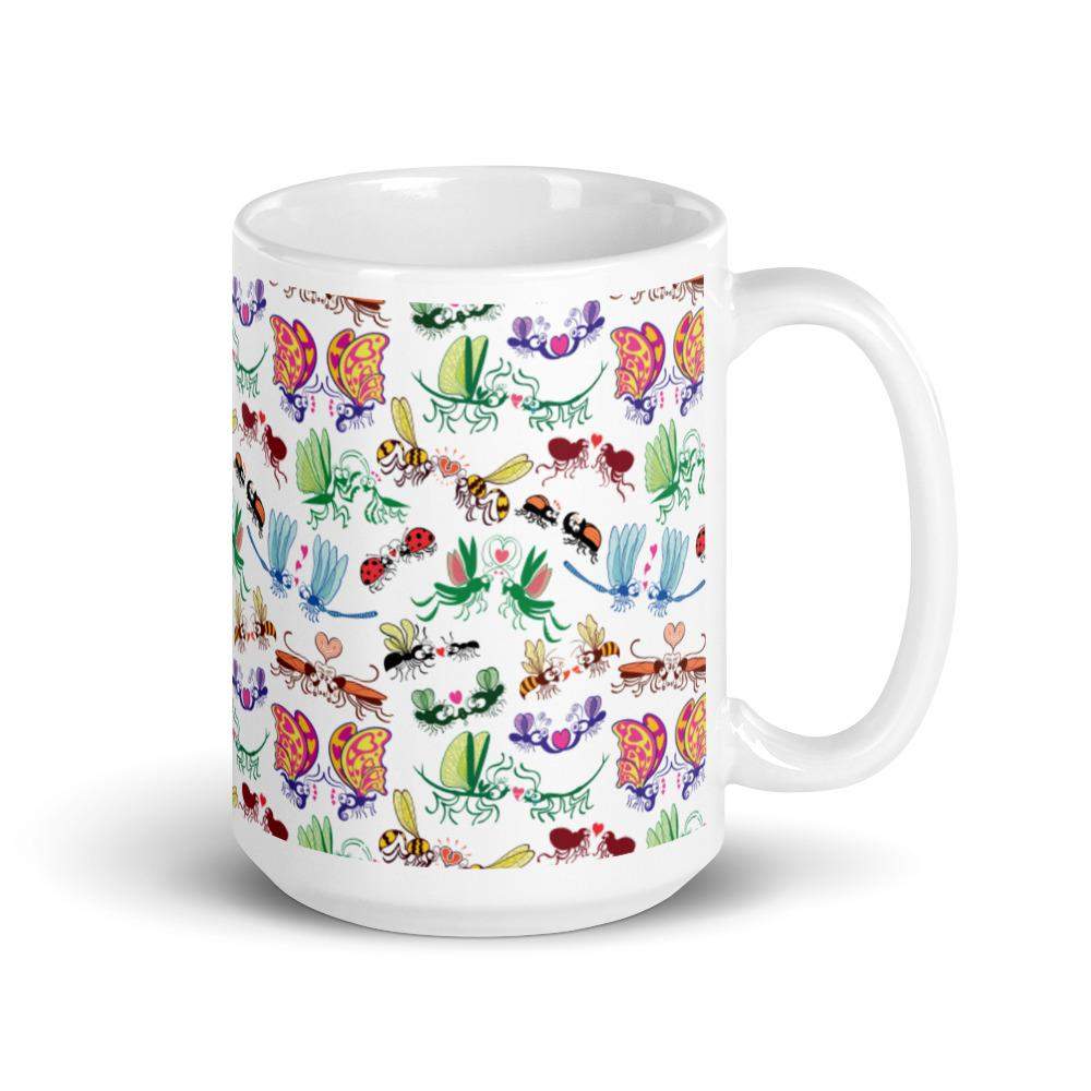 Cool insects madly in love White glossy mug-White glossy mugs