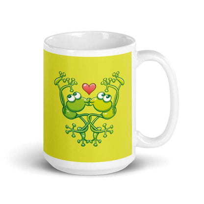 Cute frogs acrobatic kiss White glossy mug-White glossy mugs