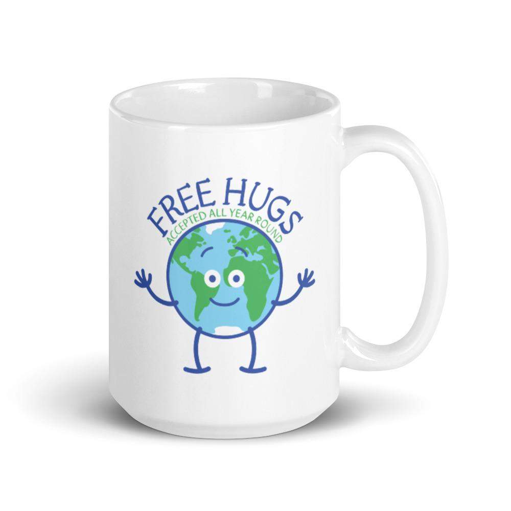 Planet Earth accepts free hugs all year round White glossy mug-White glossy mugs