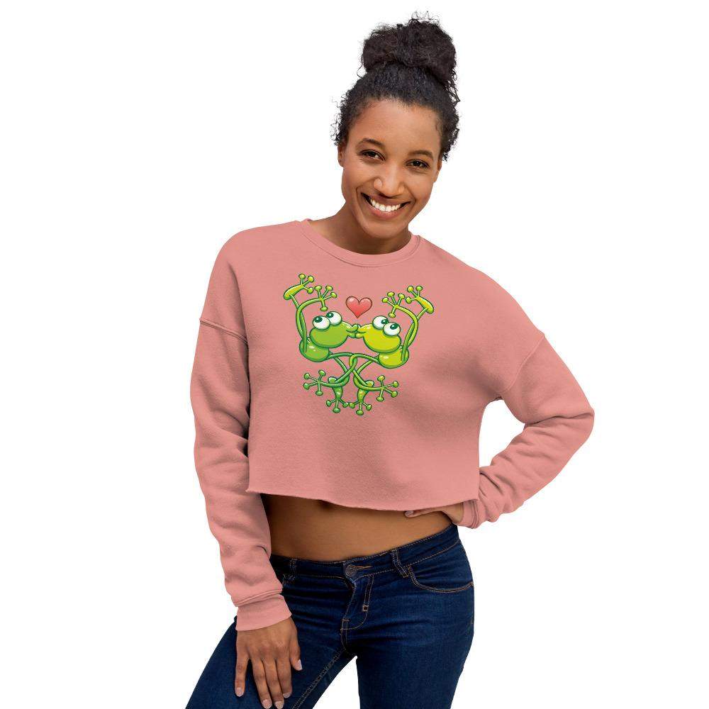 Cute frogs acrobatic kiss Crop Sweatshirt-Crop sweatshirt