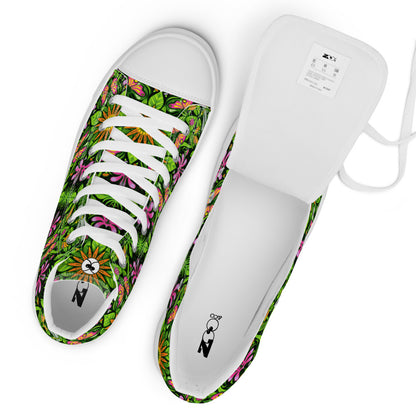 Magical garden full of flowers and insects Women’s high top canvas shoes. Zoo&co branded