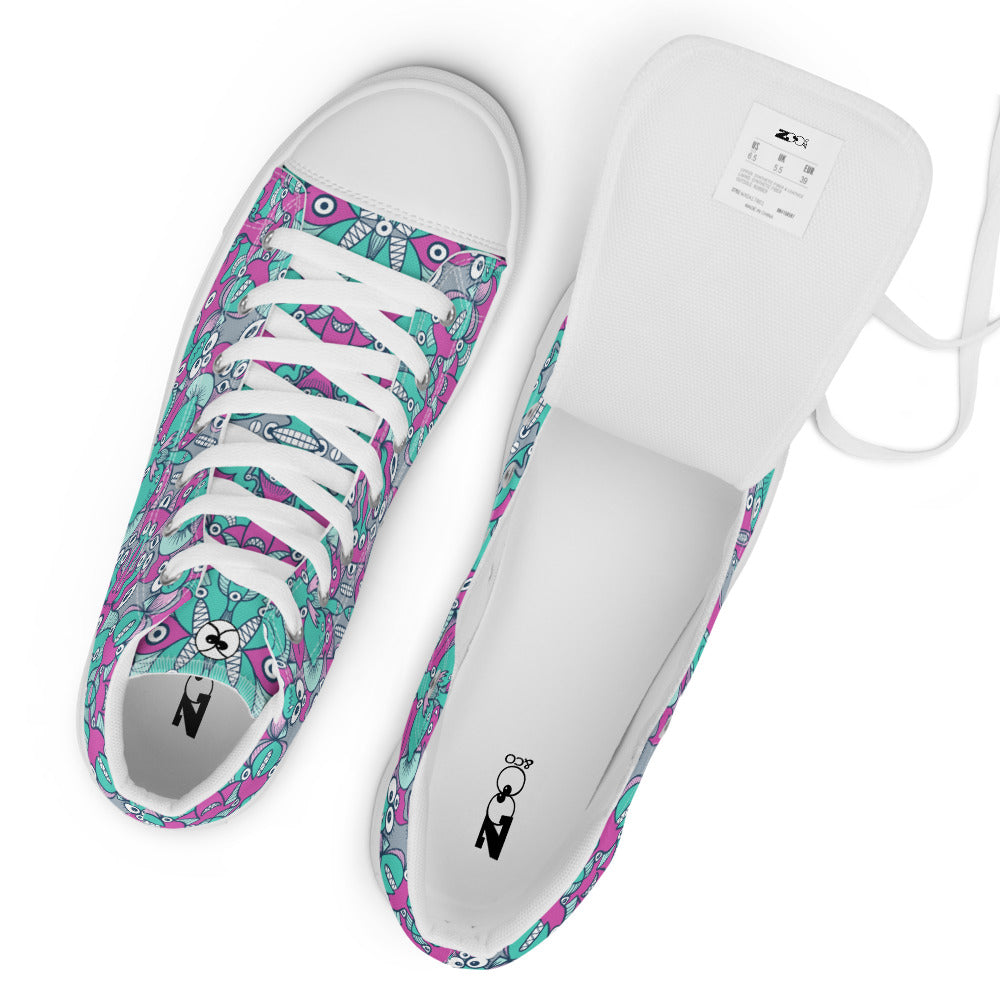 Sea creatures from an alien world Women’s high top canvas shoes. Zoo&co branded