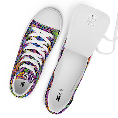Eccentric critters in a lively crazy festival Women’s high top canvas shoes. Zoo&co branded shoes