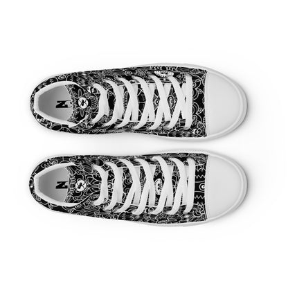 The powerful dark side of the Doodle world Women’s high top canvas shoes. Top view