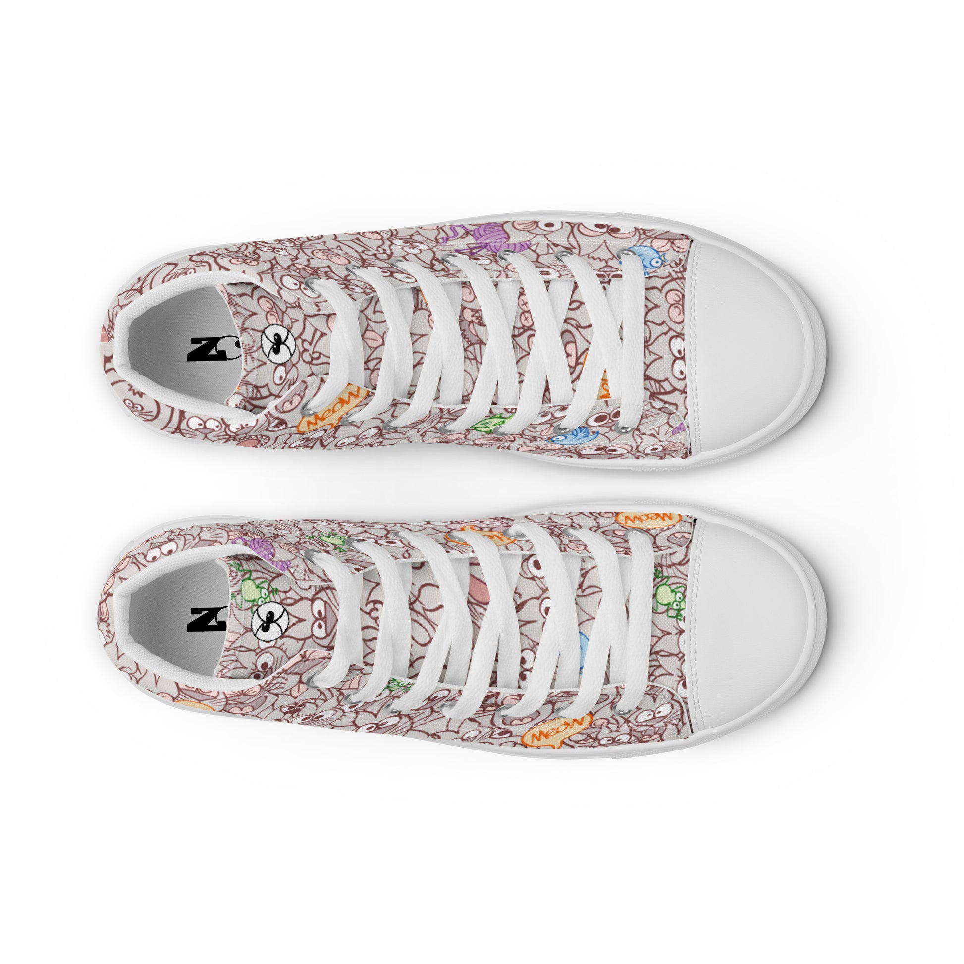 Exclusive design only for real cat lovers Women’s high top canvas shoes. Top view