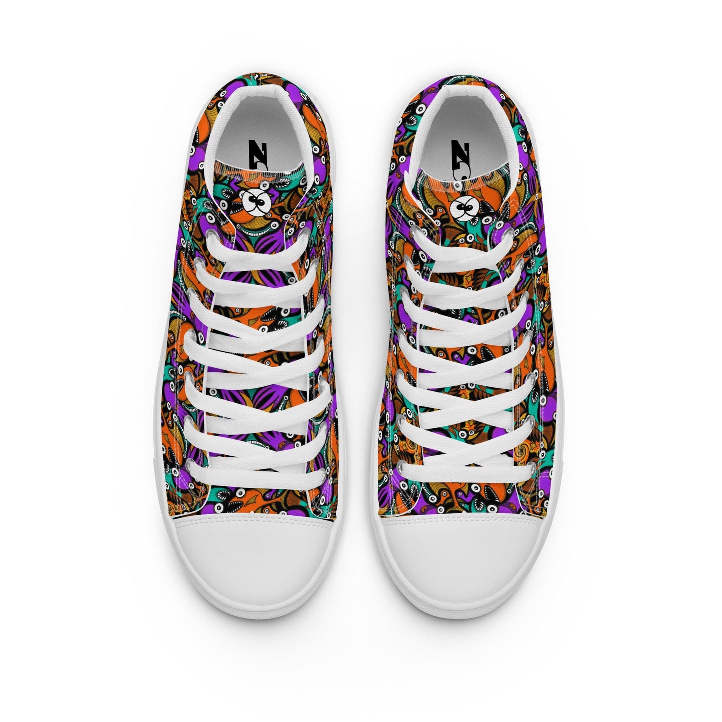 Mesmerizing creatures straight from the deep ocean Women’s high top canvas shoes. Top view