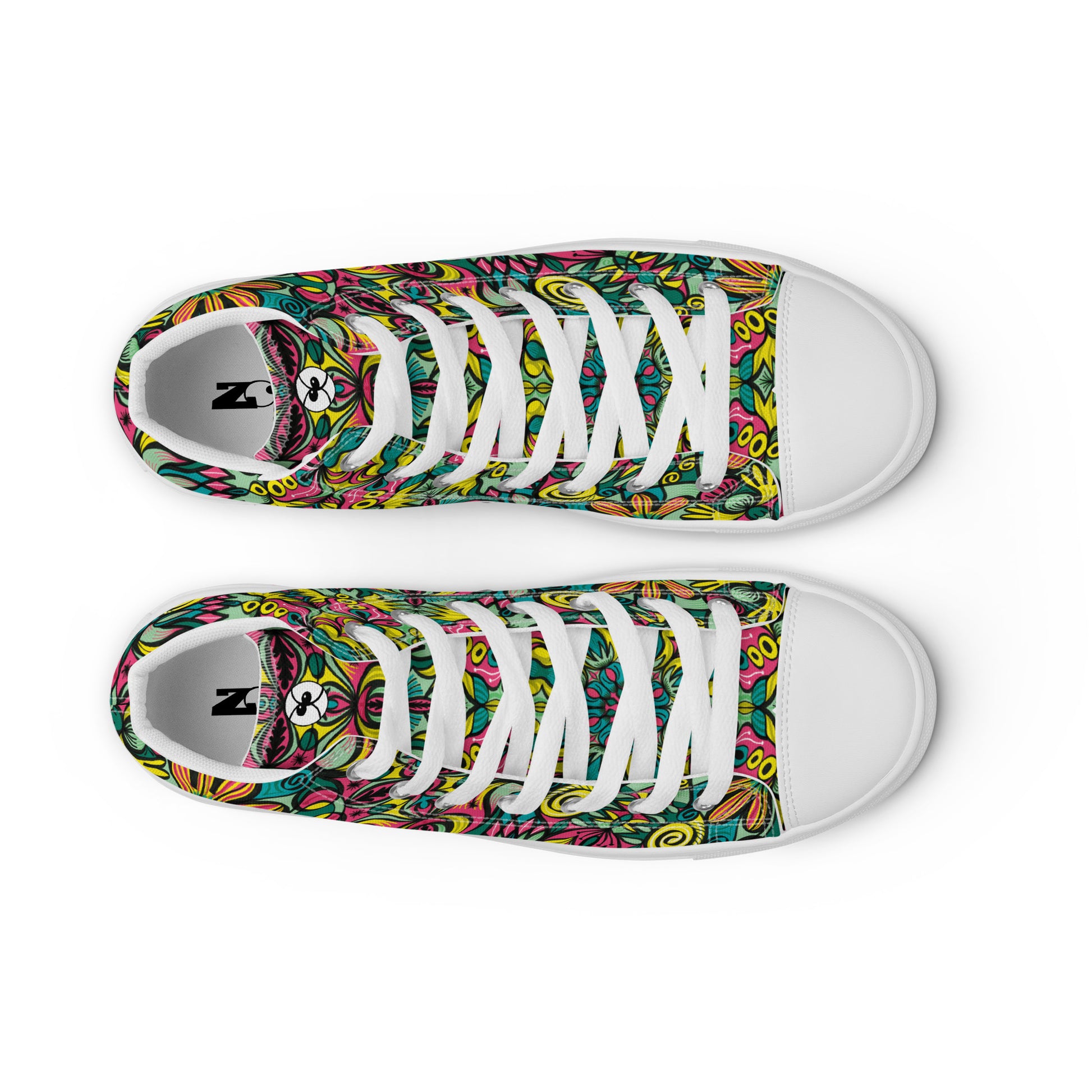Exploring Jungle Oddities: Inspiration from the Fascinating Wildflowers of the Tropics. Women’s high top canvas shoes. Top view