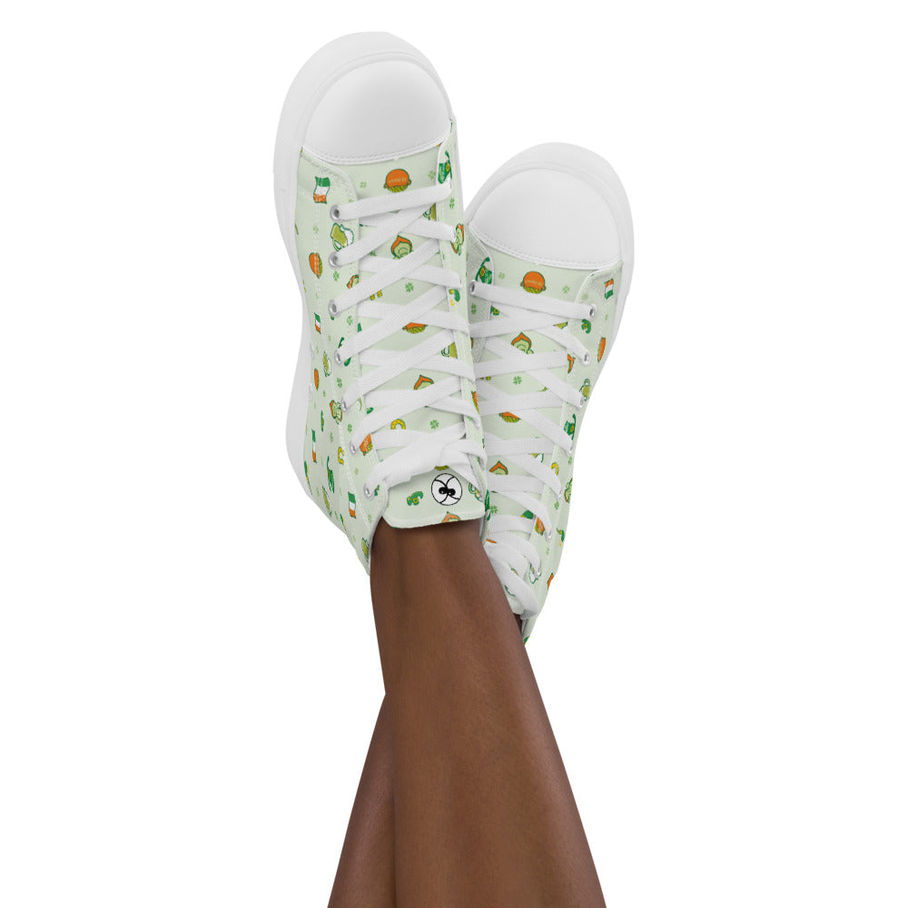 Celebrate Saint Patrick's Day in style pattern design Women’s high top canvas shoes. Lifestyle