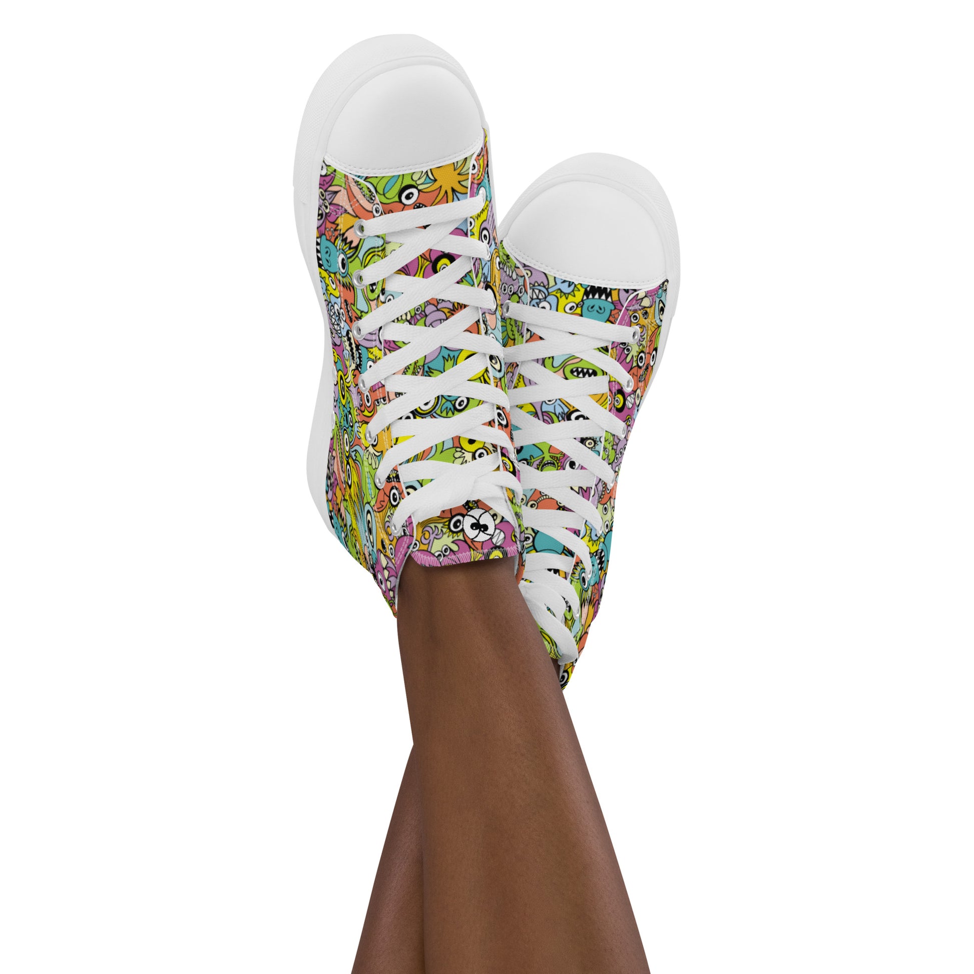 Funny monsters fighting for the best spot for a pattern design Women’s high top canvas shoes. Lifestyle